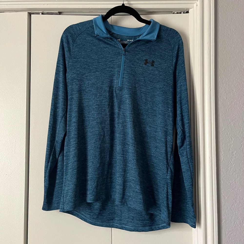 Under Armour Pullover Long Sleeve Athletic Training Top Blue Mens Size M